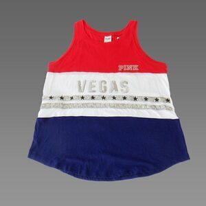 PINK Victoria Secrets red white blue bling Las Vegas tank top